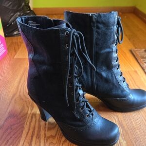 Mudd Charcoal Lace-Up Ankle Boots